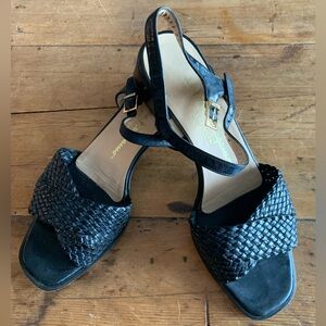 VintageSalvatore Ferragamo Boutique Black Leather Sandals, size 8.5